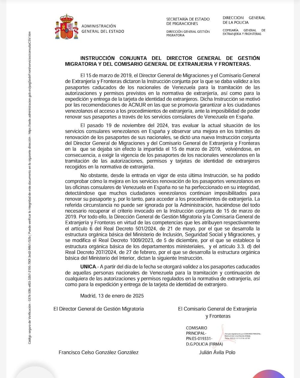 Instrucción con respecto a los pasaportes venezolanos en España Instrucción con respecto a los pasaportes venezolanos en España