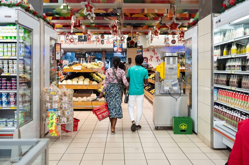 Shoppers inside a supermarket in Accra. Shoppers inside a supermarket in Accra.