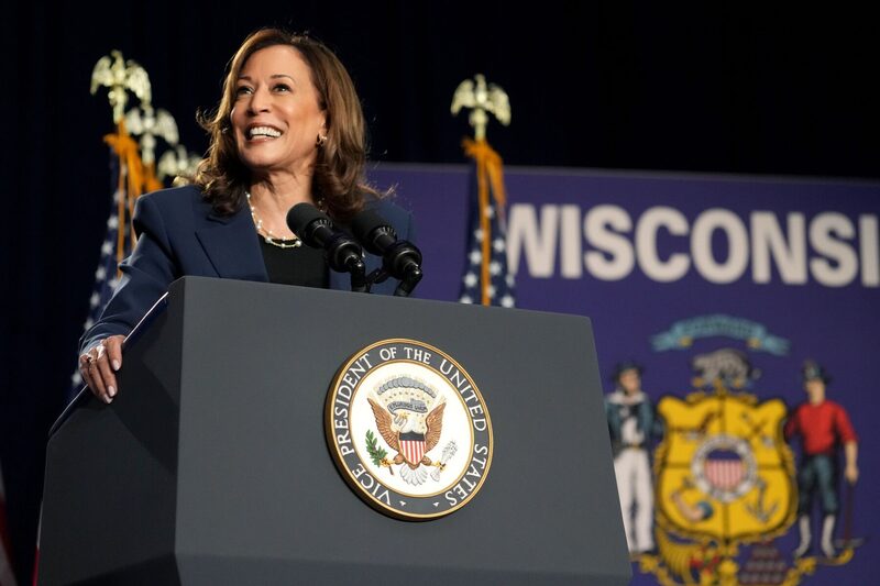 La vicepresidenta Kamala Harris durante un acto de campaña en Milwaukee, Wisconsin, el 23 de julio. La vicepresidenta Kamala Harris durante un acto de campaña en Milwaukee, Wisconsin, el 23 de julio.