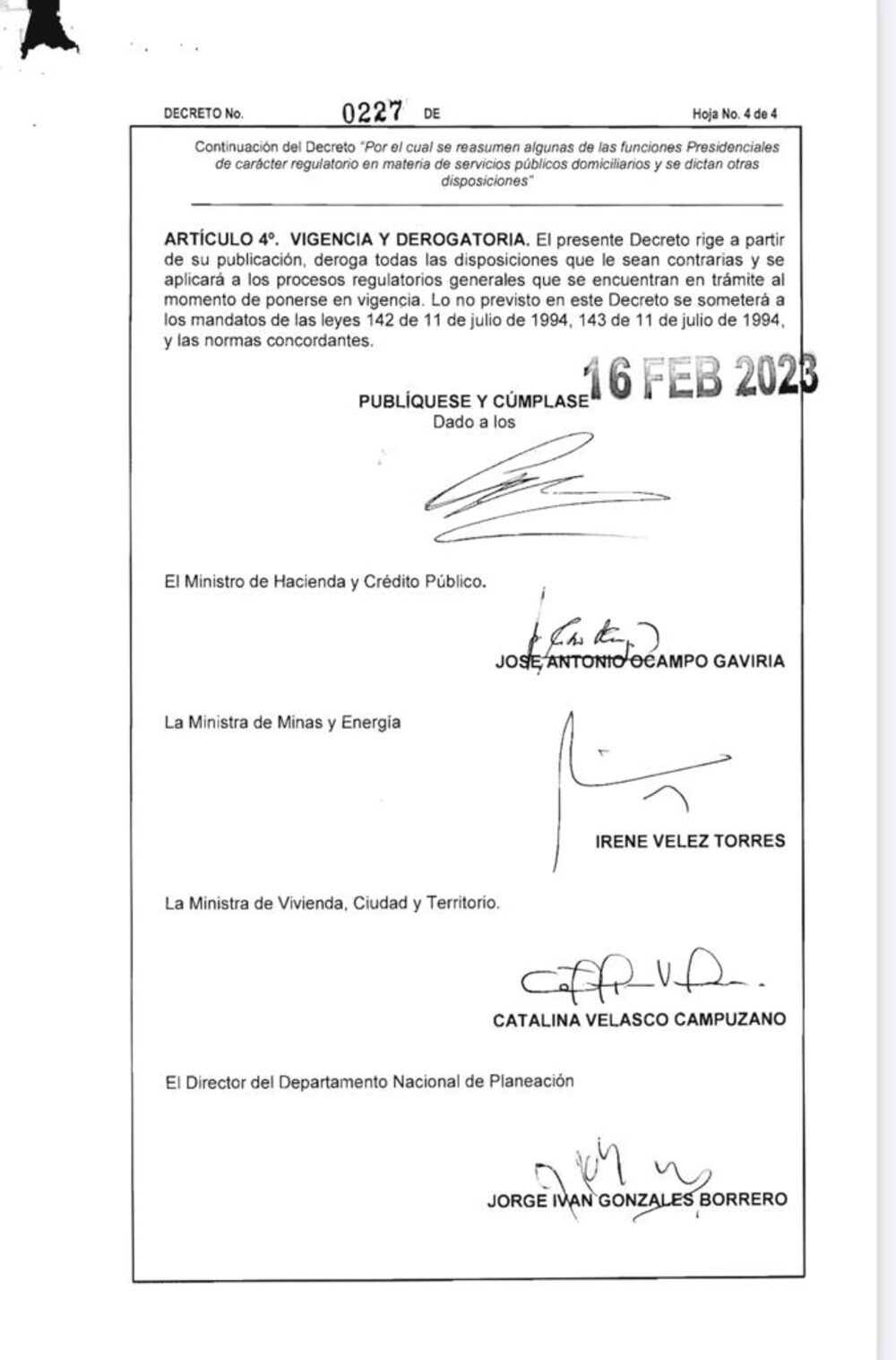 Decreto servicios públicos Decreto servicios públicos