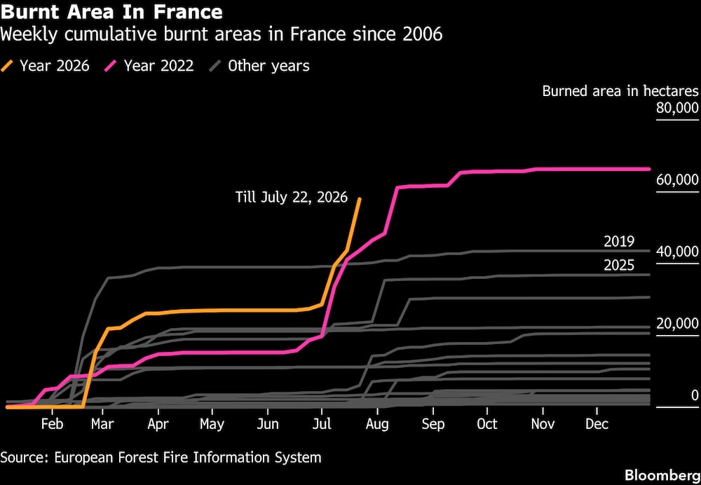 Área queimada na França desde 2006 Área queimada na França desde 2006