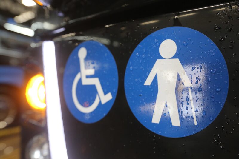 Disability signs for wheelchairs and senior adults on a bus in in Moscow, Russia. Photographer: Andrey Rudakov/Bloomberg Disability signs for wheelchairs and senior adults on a bus in in Moscow, Russia. Photographer: Andrey Rudakov/Bloomberg