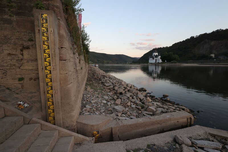 El medidor de nivel de agua en Kaub, al oeste de Alemania, el 12 de agosto de 2022. El medidor de nivel de agua en Kaub, al oeste de Alemania, el 12 de agosto de 2022.