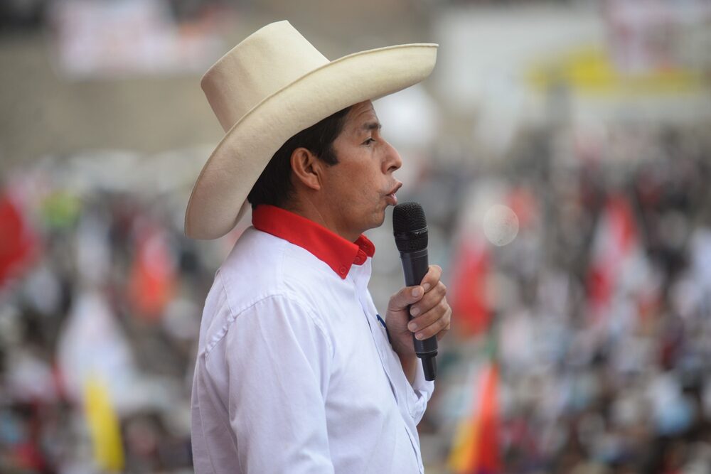 El candidato presidencial por el partido Perú Libre habla durante un mitin de campaña en Lima, Perú, el jueves 27 de mayo de 2021. El candidato presidencial por el partido Perú Libre habla durante un mitin de campaña en Lima, Perú, el jueves 27 de mayo de 2021.