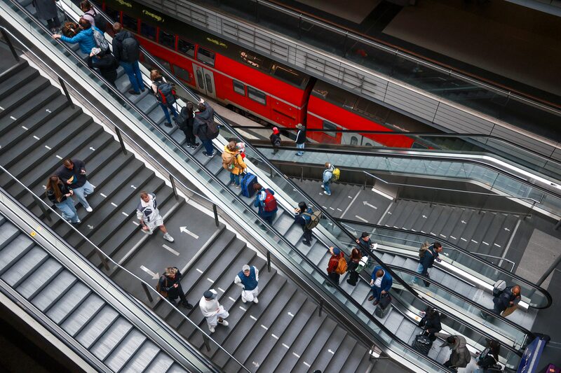 Passengers at the Berlin central train stationBerlin, Germany Passengers at the Berlin central train stationBerlin, Germany