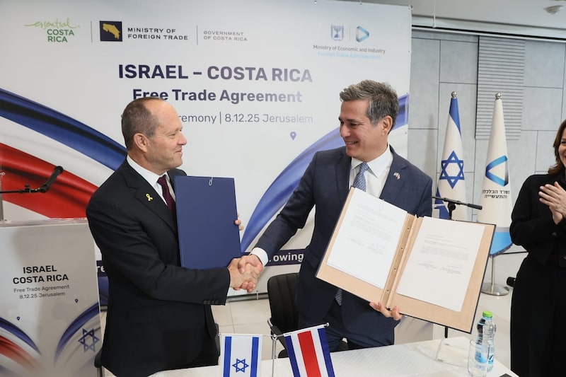 Firma del acuerdo de libre comercio entre Israel y Costa Rica, en diciembre de 2025. Firma del acuerdo de libre comercio entre Israel y Costa Rica, en diciembre de 2025.