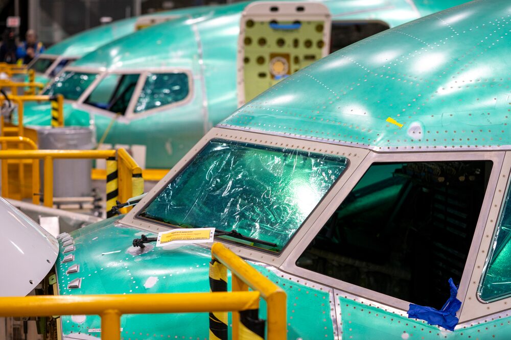 Boeing airplanes at the company's manufacturing facility in Renton, Washington, US. Boeing airplanes at the company's manufacturing facility in Renton, Washington, US.