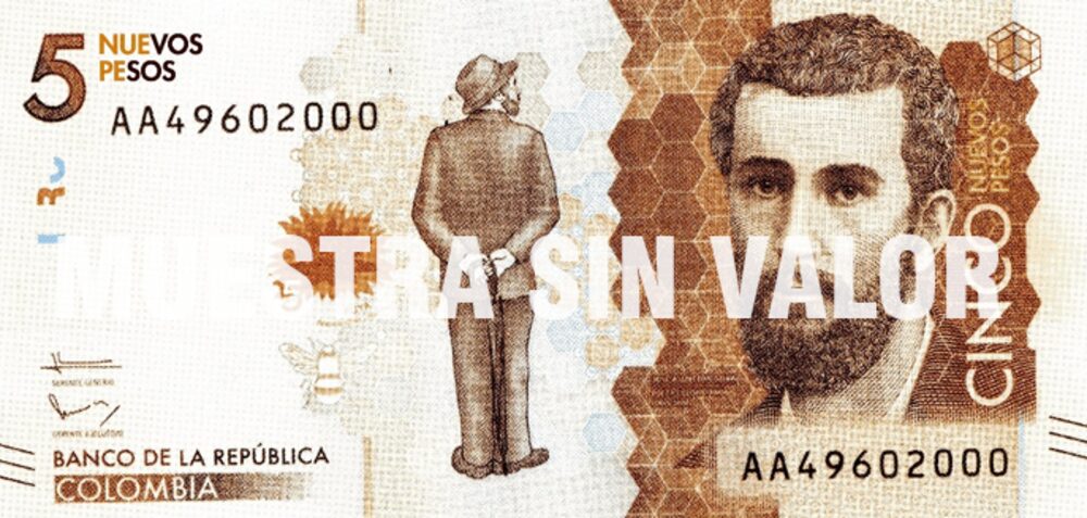 Muestra del billete de $5.000 en Colombia Muestra del billete de $5.000 en Colombia