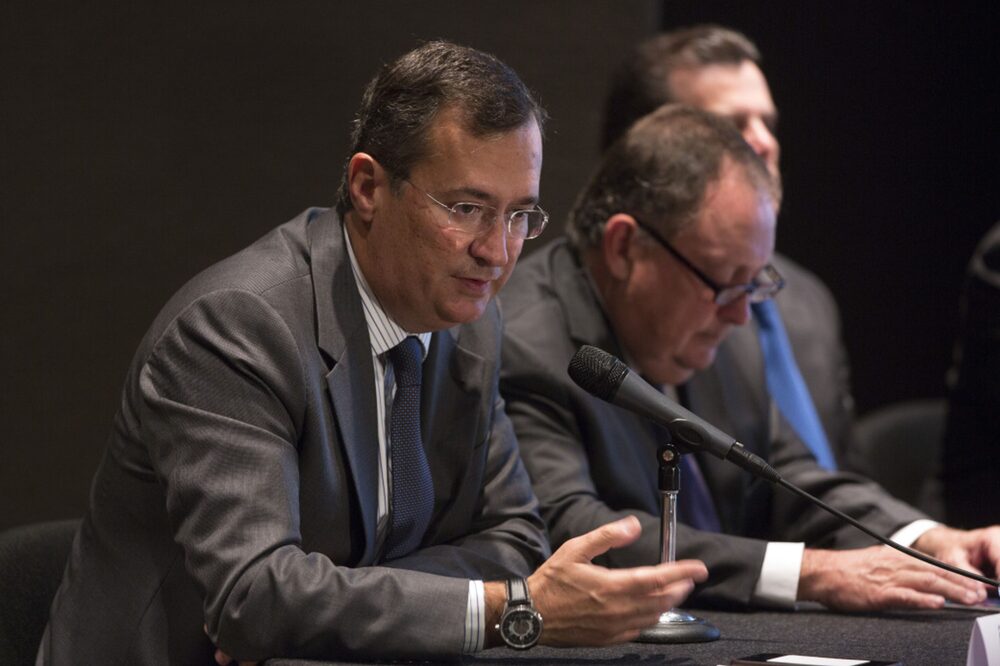 Alvaro Fernandez Garza, chief executive officer of Alfa SAB, left, speaks during a news conference with Armando Garza Sada, chairman of Alfa SAB, Alvaro Fernandez Garza, chief executive officer of Alfa SAB, left, speaks during a news conference with Armando Garza Sada, chairman of Alfa SAB,