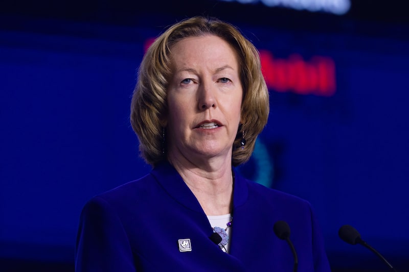 Meg O’Neill, então diretora-presidente (CEO) e diretora-geral da Woodside Energy Group, durante um painel na World Gas Conference, em Daegu, na Coreia do Sul. Meg O’Neill, então diretora-presidente (CEO) e diretora-geral da Woodside Energy Group, durante um painel na World Gas Conference, em Daegu, na Coreia do Sul.