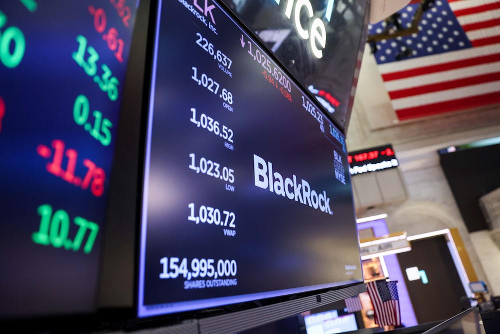 BlackRock Inc. signage on the floor of the New York Stock Exchange (NYSE) in New York, US, on Tuesday, July 14, 2026. A cooler-than-estimated inflation reading spurred gains in both stocks and bonds, easing concern about imminent Federal Reserve interest-rate hikes amid a resurgence in oil prices. Photographer: Michael Nagle/Bloomberg BlackRock Inc. signage on the floor of the New York Stock Exchange (NYSE) in New York, US, on Tuesday, July 14, 2026. A cooler-than-estimated inflation reading spurred gains in both stocks and bonds, easing concern about imminent Federal Reserve interest-rate hikes amid a resurgence in oil prices. Photographer: Michael Nagle/Bloomberg