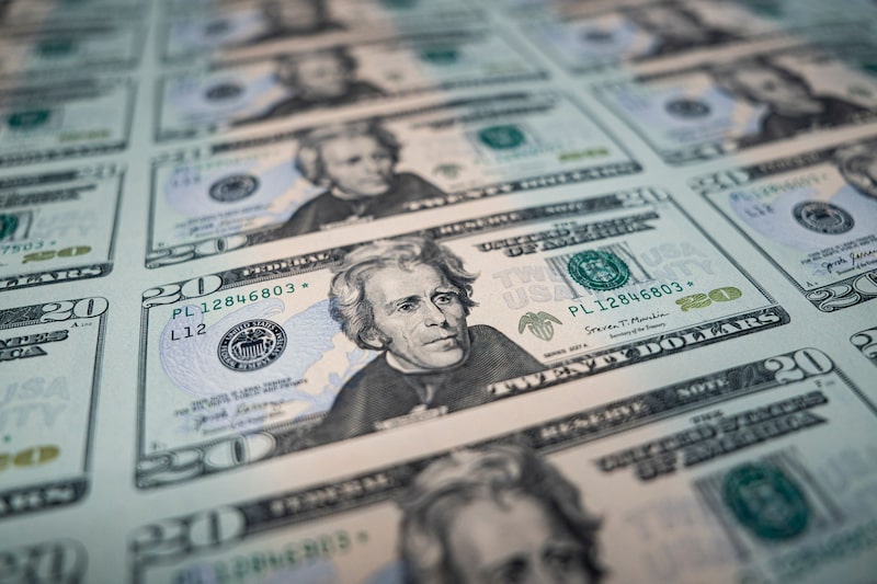 Una hoja de billetes de US$20, después de haber sido impresa en la Oficina de Grabado e Impresión de los Estados Unidos en Washington. Fotógrafo: Al Drago/Bloomberg. Una hoja de billetes de US$20, después de haber sido impresa en la Oficina de Grabado e Impresión de los Estados Unidos en Washington. Fotógrafo: Al Drago/Bloomberg.