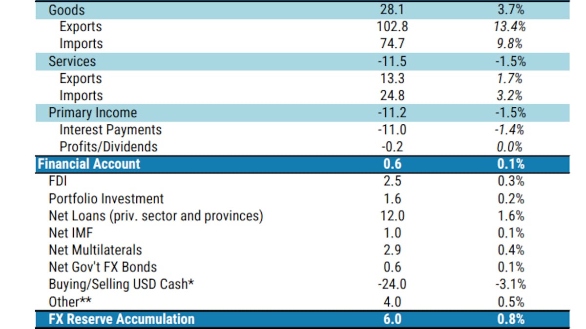 Argentina sorprendería con superávit de cuenta corriente en 2026, dice el Morgan Stanley