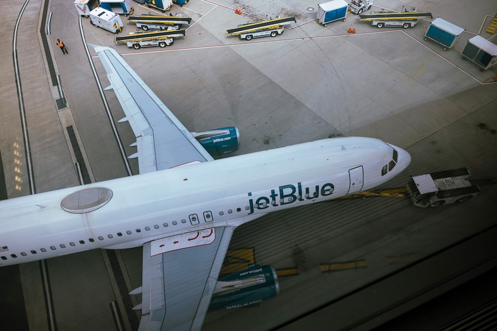 A JetBlue Airbus A320 aircraft. A JetBlue Airbus A320 aircraft.