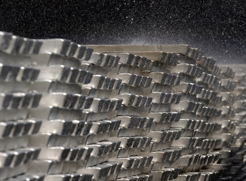 Aluminum bars are sprayed with water to cool them at the Venalum plant in Puerto Ordaz, Southern Venezuela, August 19, 2004. Venalum produces 440,000 tons of aluminum per year. Photographer Diego Giudice/Bloomberg News. Photographer: Diego Giudice Aluminum bars are sprayed with water to cool them at the Venalum plant in Puerto Ordaz, Southern Venezuela, August 19, 2004. Venalum produces 440,000 tons of aluminum per year. Photographer Diego Giudice/Bloomberg News. Photographer: Diego Giudice