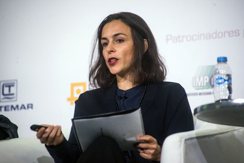 Alejandra Palacios, president of the Federal Competition Commission (Cofece), speaks during the Energy Mexico Expo & Congress in Mexico City, Mexico, on Thursday, Feb. 1, 2018. Energy Mexico will bring together the key players who define the world's energy agenda to discuss all sectors of the energy industry: oil, gas power and renewables. Photographer: Lujan Agusti/Bloomberg Alejandra Palacios, president of the Federal Competition Commission (Cofece), speaks during the Energy Mexico Expo & Congress in Mexico City, Mexico, on Thursday, Feb. 1, 2018. Energy Mexico will bring together the key players who define the world's energy agenda to discuss all sectors of the energy industry: oil, gas power and renewables. Photographer: Lujan Agusti/Bloomberg