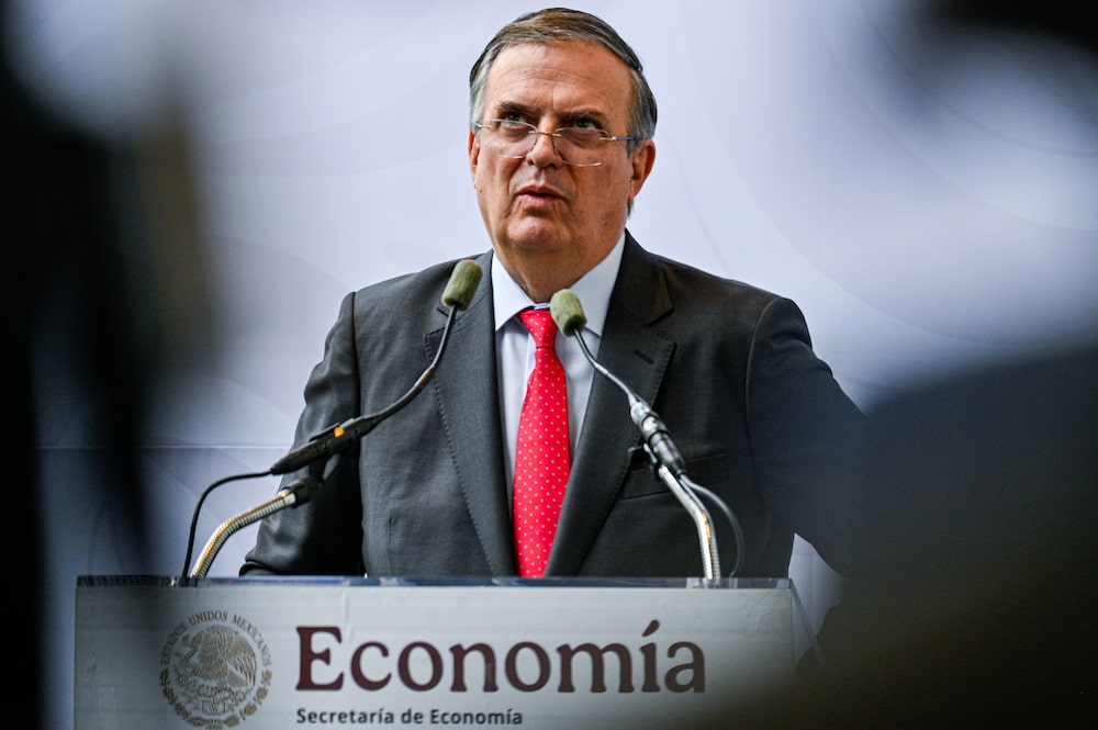 Marcelo Ebrard, secretario de Economía, durante una conferencia de prensa en Ciudad de México el 1 de julio de 2026 Marcelo Ebrard, secretario de Economía, durante una conferencia de prensa en Ciudad de México el 1 de julio de 2026
