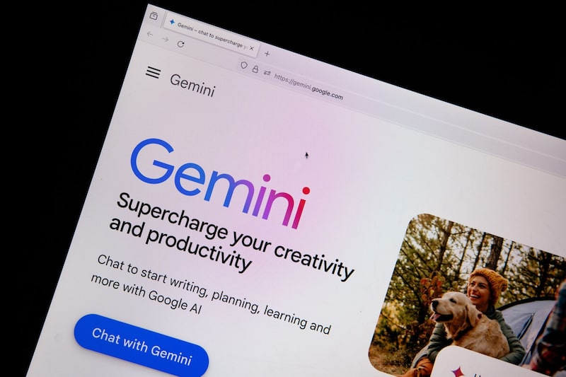 Una página web de inteligencia artificial generativa de Google Gemini. Una página web de inteligencia artificial generativa de Google Gemini.