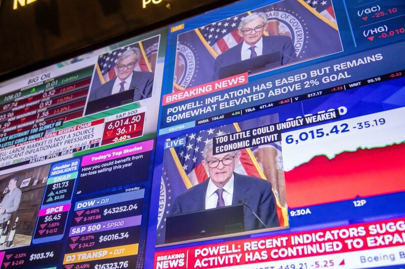 Traders On The Floor Of The New York Stock Exchange As Fed Chair Powell Holds New Conference Traders On The Floor Of The New York Stock Exchange As Fed Chair Powell Holds New Conference