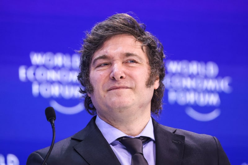 Javier Milei discursa no Fórum Econômico Mundial em Davos, Suíça, em 17 de janeiro. Javier Milei discursa no Fórum Econômico Mundial em Davos, Suíça, em 17 de janeiro.