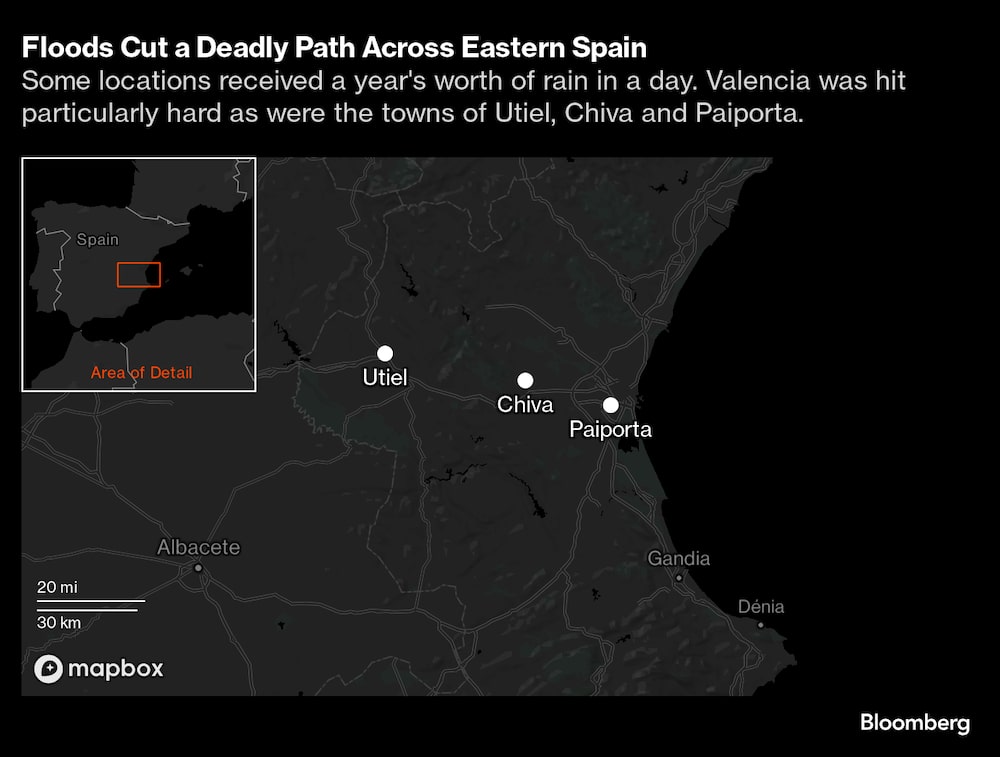 Algunas área recibieron la cantidad de lluvia que usualemente ocurre durante un año y Valencia se vio duramente afectada. Algunas área recibieron la cantidad de lluvia que usualemente ocurre durante un año y Valencia se vio duramente afectada.