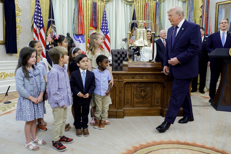 Trump Rings Opening Bell From Oval Office To Mark Trump Accounts Trump Rings Opening Bell From Oval Office To Mark Trump Accounts