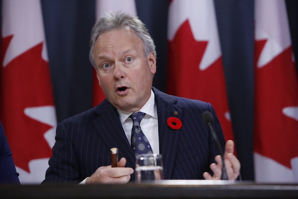 Stephen Poloz, governor of the Bank of Canada speaks during a press conference in Ottawa, Ontario, Canada, on Wednesday, Oct. 30, 2019. The Bank of Canada held rates at 1.75%, in line with expectations, but policy makers cut their outlook for Canada's economy and took a more dovish tone in their rate statement. Photographer: David Kawai/Bloomberg Stephen Poloz, governor of the Bank of Canada speaks during a press conference in Ottawa, Ontario, Canada, on Wednesday, Oct. 30, 2019. The Bank of Canada held rates at 1.75%, in line with expectations, but policy makers cut their outlook for Canada's economy and took a more dovish tone in their rate statement. Photographer: David Kawai/Bloomberg