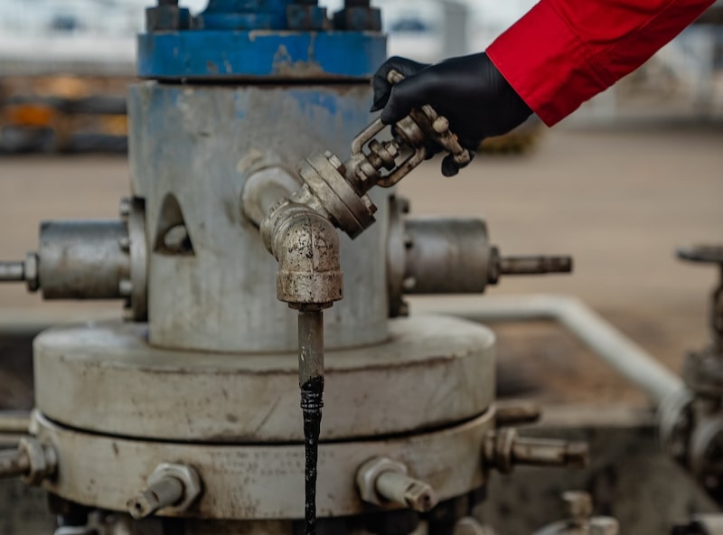 En una imagen referencial, un operario de PDVSA ajusta una válvula en una planta. En una imagen referencial, un operario de PDVSA ajusta una válvula en una planta.