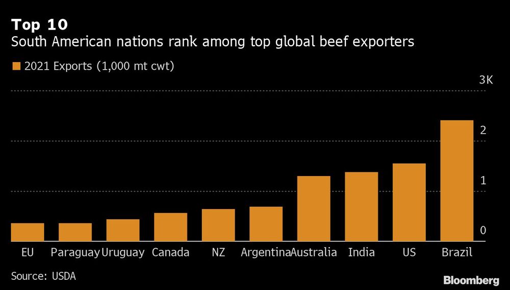 Los países sudamericanos figuran entre los 10 países que más exportan carne Los países sudamericanos figuran entre los 10 países que más exportan carne