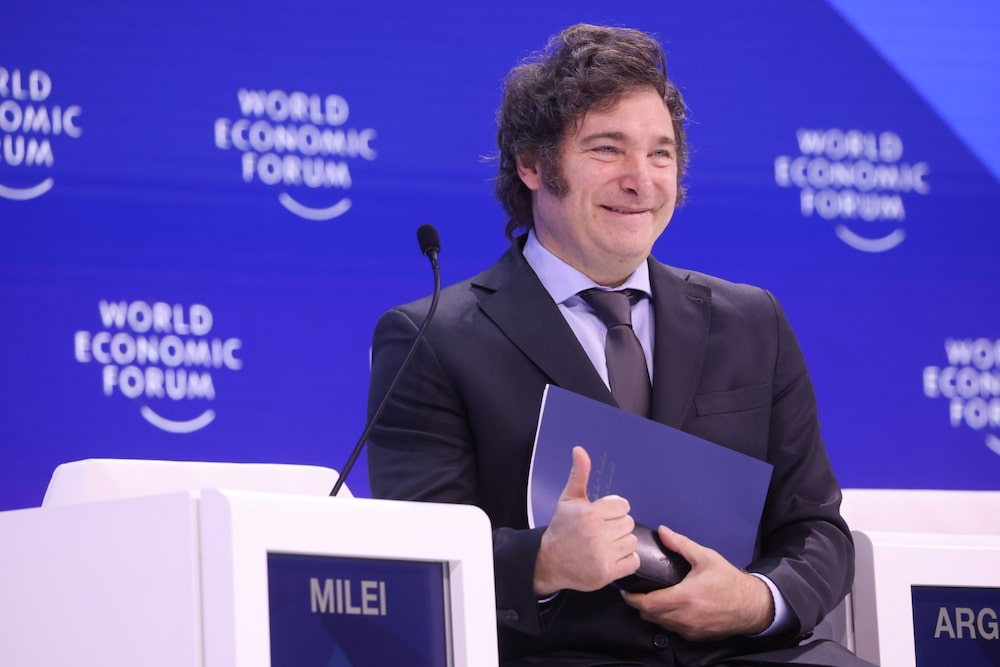 Javier Milei, Argentina's president, during a special address on day two of the World Economic Forum (WEF) in Davos, Switzerland Javier Milei, Argentina's president, during a special address on day two of the World Economic Forum (WEF) in Davos, Switzerland