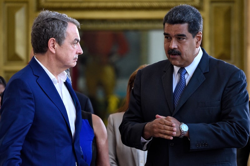 Jose Luis Rodriguez Zapatero and Nicolas Maduro in 2018. Photographer: Federico Parra/AFP/Getty Images Jose Luis Rodriguez Zapatero and Nicolas Maduro in 2018. Photographer: Federico Parra/AFP/Getty Images
