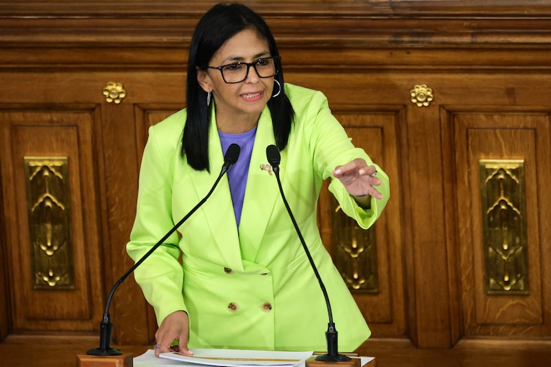 Delcy Rodríguez habla en la Asamblea Legislativa de Caracas el 15 de enero. Fotógrafo: Jesús Vargas/Getty Images.
Delcy Rodríguez habla en la Asamblea Legislativa de Caracas el 15 de enero. Fotógrafo: Jesús Vargas/Getty Images.