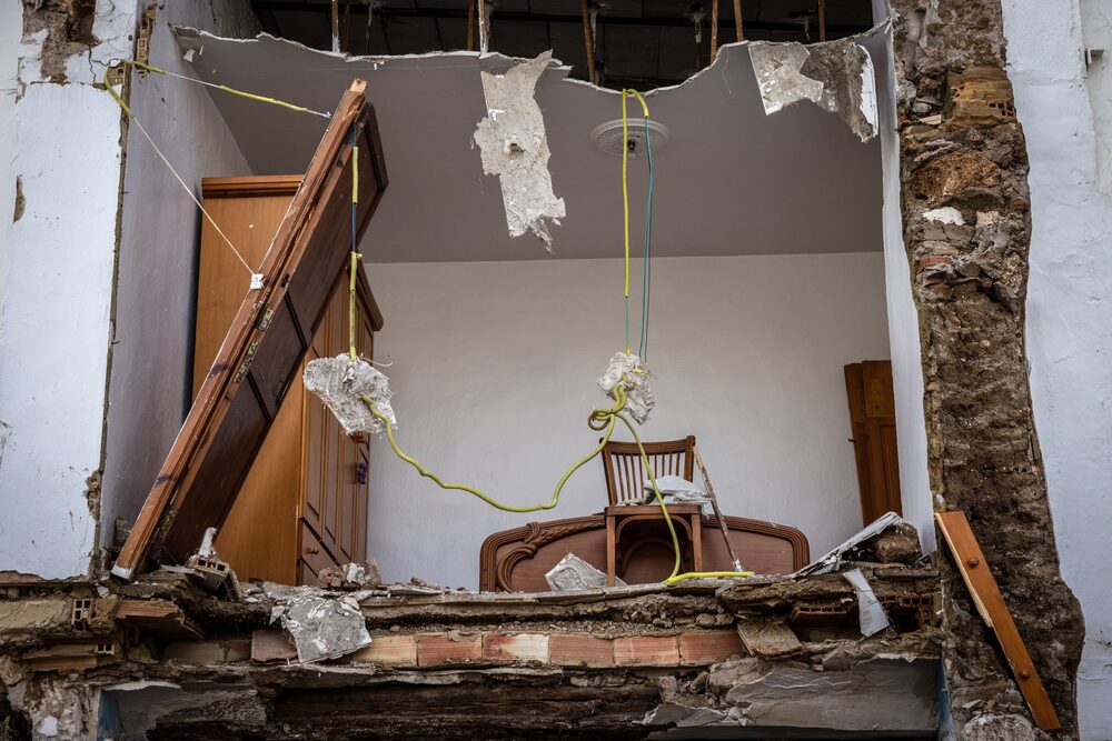 Una vivienda dañada por las inundaciones repentinas en Chiva, España. Una vivienda dañada por las inundaciones repentinas en Chiva, España.