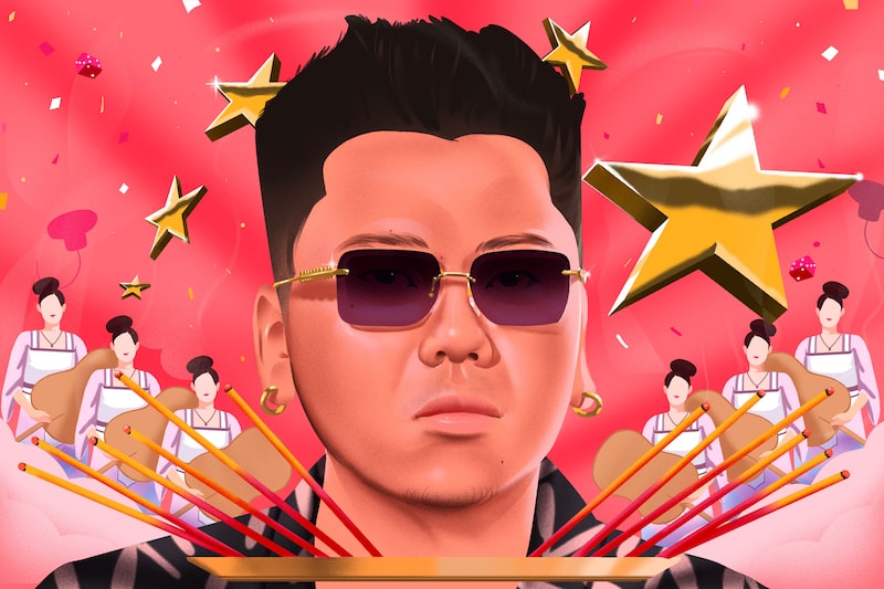 Ilustración de Lan Lao, también conocido como sKAI, rapero chino de Guangdong. Ilustración de Lan Lao, también conocido como sKAI, rapero chino de Guangdong.