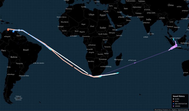 Al menos cuatro buques zombi han aparecido en las últimas semanas en el delicado comercio de petróleo venezolano, que se ha vuelto aún más arriesgado desde que la administración Trump impuso aranceles a los países que importan petróleo de la nación sudamericana. (Bloomberg) Al menos cuatro buques zombi han aparecido en las últimas semanas en el delicado comercio de petróleo venezolano, que se ha vuelto aún más arriesgado desde que la administración Trump impuso aranceles a los países que importan petróleo de la nación sudamericana. (Bloomberg)