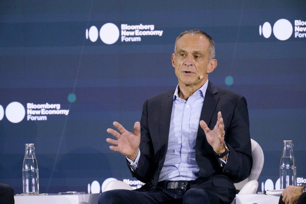 Jean-Pascal Tricoire, chief executive officer of Schneider Electric SE, speaks during the Bloomberg New Economy Forum in Singapore, on Thursday, Nov. 17, 2022. The New Economy Forum is being organized by Bloomberg Media Group, a division of Bloomberg LP, the parent company of Bloomberg News. Photographer: Bryan van der Beek/Bloomberg Jean-Pascal Tricoire, chief executive officer of Schneider Electric SE, speaks during the Bloomberg New Economy Forum in Singapore, on Thursday, Nov. 17, 2022. The New Economy Forum is being organized by Bloomberg Media Group, a division of Bloomberg LP, the parent company of Bloomberg News. Photographer: Bryan van der Beek/Bloomberg