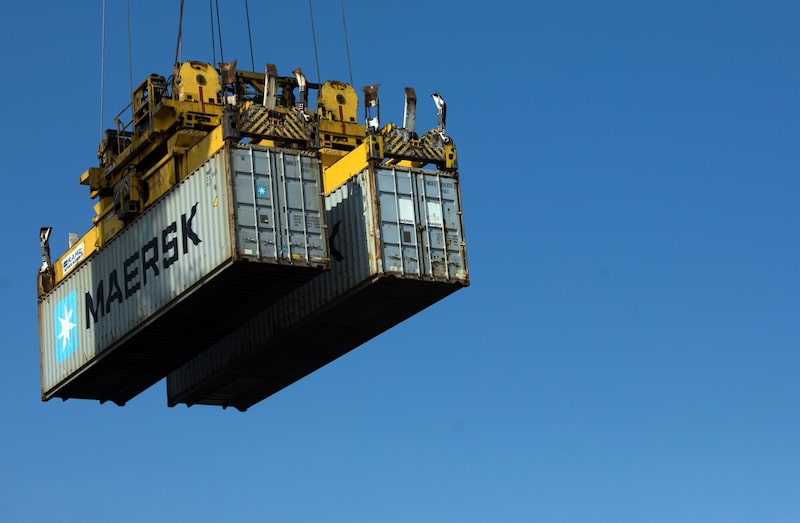 Maersk containers. Maersk containers.