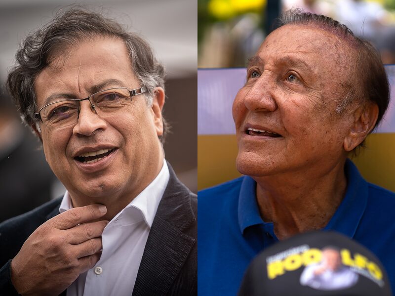 Gustavo Petro (à esquerda) e Rodolfo Hernández disputam neste domingo (19) o segundo turno da eleição presidencial na Colômbia Gustavo Petro (à esquerda) e Rodolfo Hernández disputam neste domingo (19) o segundo turno da eleição presidencial na Colômbia