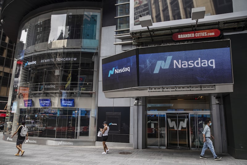 The Nasdaq MarketSite in New York. The Nasdaq MarketSite in New York.