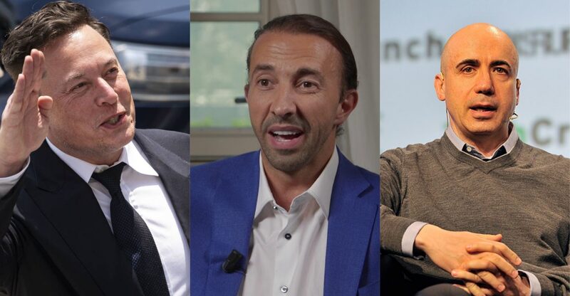 A la izquierda, Elon Musk. En el centro, el empresario alemán, Alexander Tamas. A la derecha, el inversor de riesgo, Yuri Milner A la izquierda, Elon Musk. En el centro, el empresario alemán, Alexander Tamas. A la derecha, el inversor de riesgo, Yuri Milner