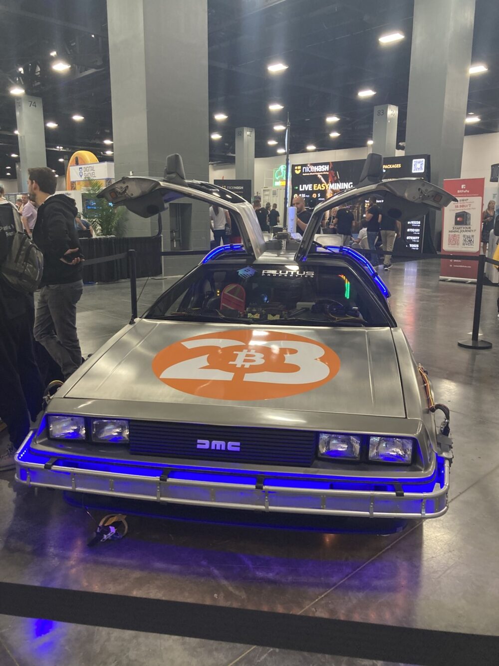A Back to the Future DeLorean but with a Bitcoin twist. A Back to the Future DeLorean but with a Bitcoin twist.