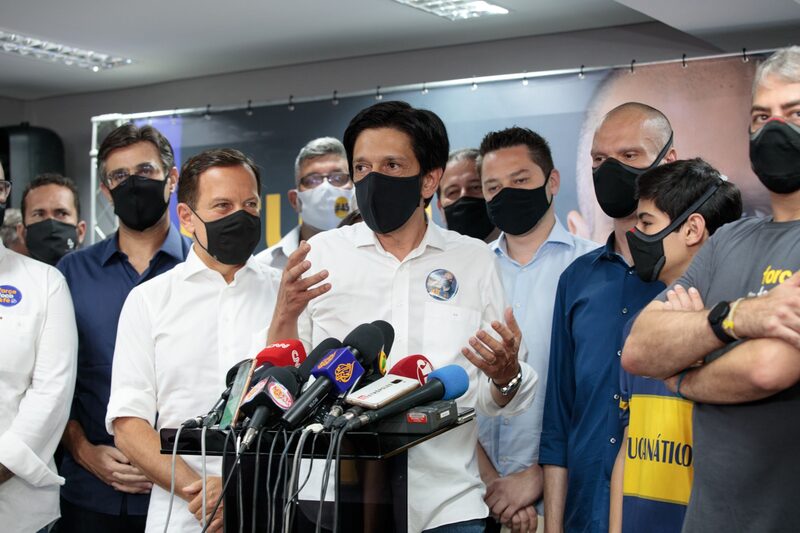 Ricardo Nunes, vicealcalde electo de Sao Paulo, durante un mitin de la noche electoral en Sao Paulo, Brasil, el domingo 29 de noviembre de 2020. Ricardo Nunes, vicealcalde electo de Sao Paulo, durante un mitin de la noche electoral en Sao Paulo, Brasil, el domingo 29 de noviembre de 2020.