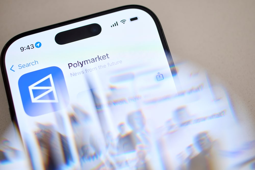 The Polymarket app. The Polymarket app.
