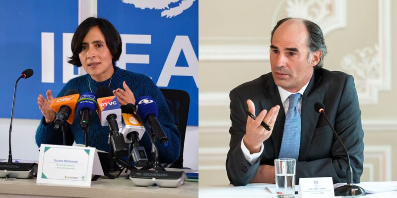 Ministra de Ambiente, Susana Muhamad y presidente de ACM, Juan Camilo Nariño. Ministra de Ambiente, Susana Muhamad y presidente de ACM, Juan Camilo Nariño.