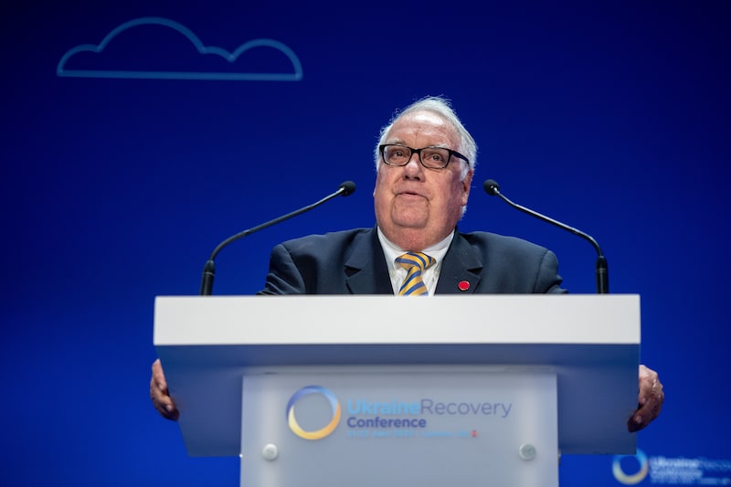 Howard G. Buffett, founder of the Howard G. Buffett Foundation, speaks during a plenary session at the Ukraine Recovery Conference in London, UK, on Thursday, June 22, 2023. The talks aim to secure government and business backing for the Ukraine reconstruction effort. Photographer: Chris J. Ratcliffe/Bloomberg Howard G. Buffett, founder of the Howard G. Buffett Foundation, speaks during a plenary session at the Ukraine Recovery Conference in London, UK, on Thursday, June 22, 2023. The talks aim to secure government and business backing for the Ukraine reconstruction effort. Photographer: Chris J. Ratcliffe/Bloomberg