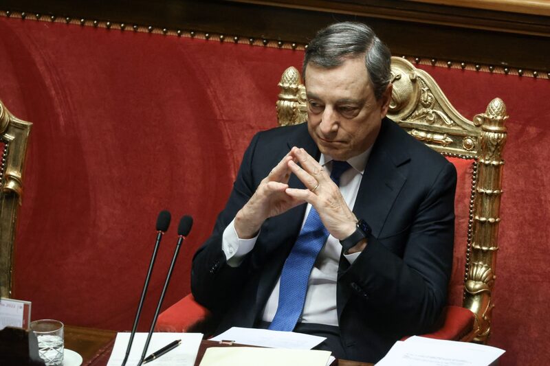 Mario Draghi, primer ministro de Italia, durante un debate en el Senado en Roma, Italia, el martes 21 de junio de 2022. Mario Draghi, primer ministro de Italia, durante un debate en el Senado en Roma, Italia, el martes 21 de junio de 2022.