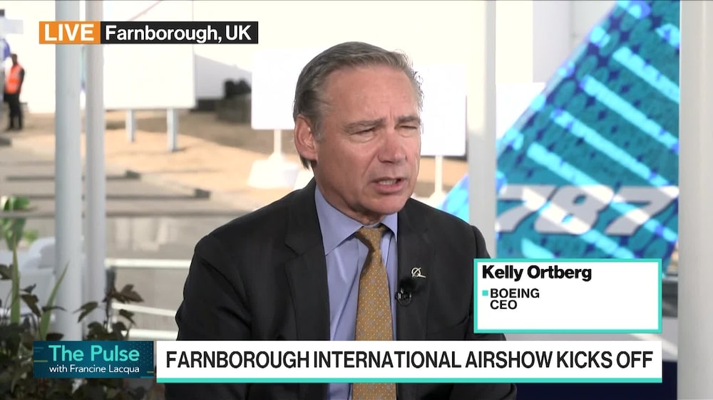 El CEO de Boeing, Kelly Ortberg, analiza los planes para aumentar la producción y la demanda, así como las perspectivas de la IA y la robótica en la fabricación de aviones. Fuente: Bloomberg El CEO de Boeing, Kelly Ortberg, analiza los planes para aumentar la producción y la demanda, así como las perspectivas de la IA y la robótica en la fabricación de aviones. Fuente: Bloomberg