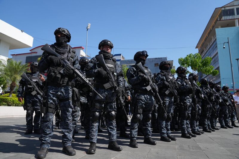 En una imagen ilustrativa, elementos de la Fuerza de Reacción Inmediata Pakal en Tapachula. En una imagen ilustrativa, elementos de la Fuerza de Reacción Inmediata Pakal en Tapachula.