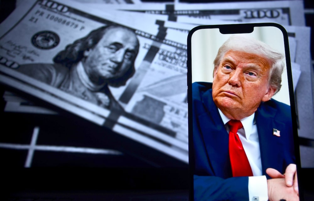 Imagen del dólar y de Donald Trump Imagen del dólar y de Donald Trump