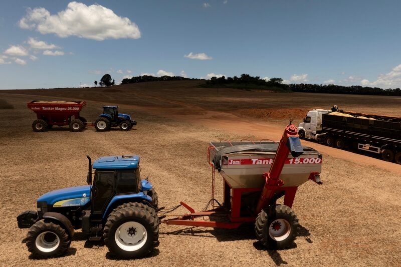 Los trabajadores recogen cultivos de soja durante una cosecha en una granja en Orizona, estado de Goiás, Brasil. Fotógrafo: Dado Galdieri/Bloomberg. Los trabajadores recogen cultivos de soja durante una cosecha en una granja en Orizona, estado de Goiás, Brasil. Fotógrafo: Dado Galdieri/Bloomberg.